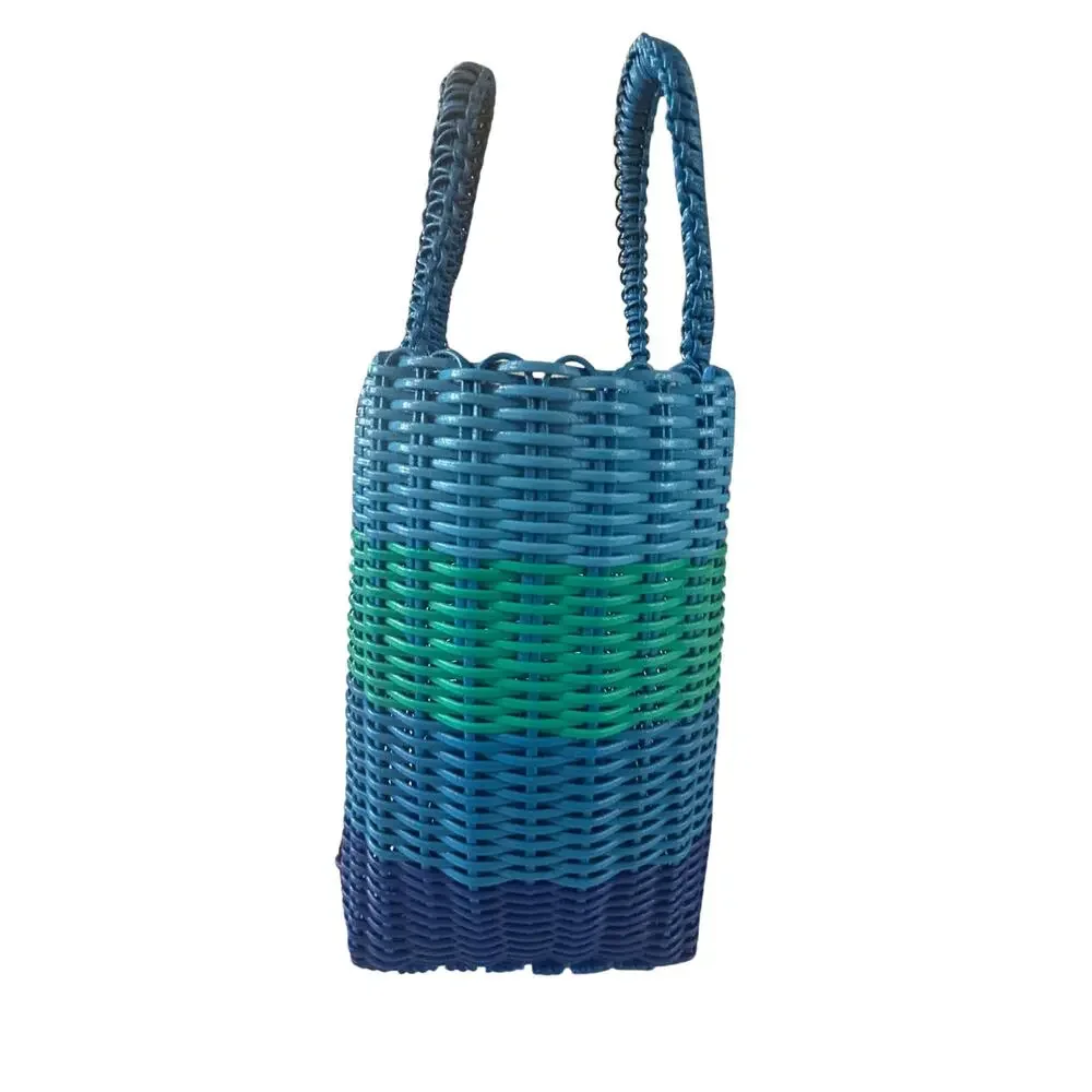 ixoq Boxi Cesta Mini Tote Sea Side Blues Handwoven Guatemala Recycled Plastic
